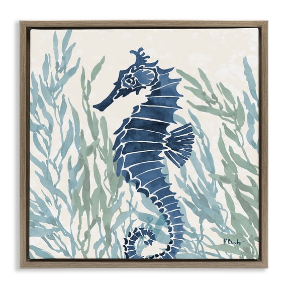 Stupell Industries Tropical Radiant Sea Life Seahorse Brown Floating Frame Canvas Art, 18 x 18, by Paul Brent