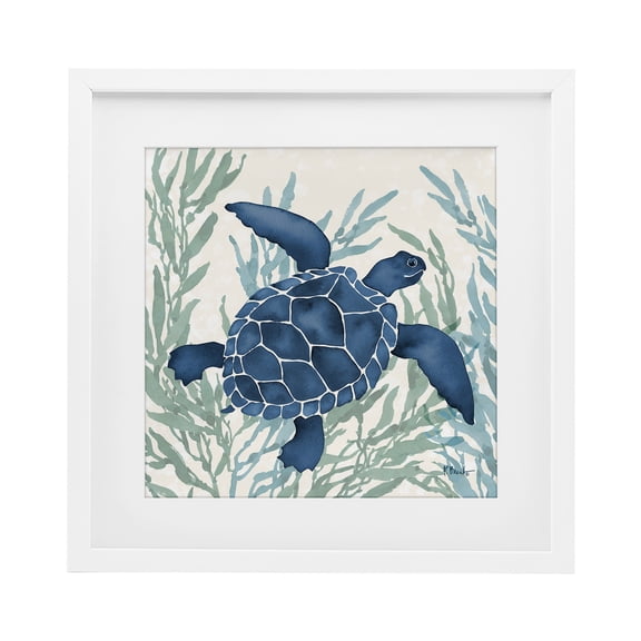 Stupell Industries Radiant Sea Life Tortoise White Framed Print Under Glass design by Paul Brent, 13 x 13