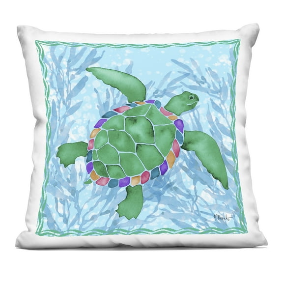Stupell Industries Radiant Sealife Turtle Decorative Printed Throw Pillow design by Paul Brent, 18 x 7 x 18