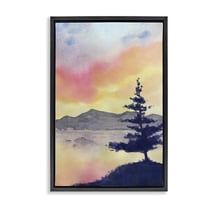 Stupell Industries Radiant Sunset over Lake Landscape & Nature Painting Black Floater Framed Canvas Art Print Wall Art, 17 x 25