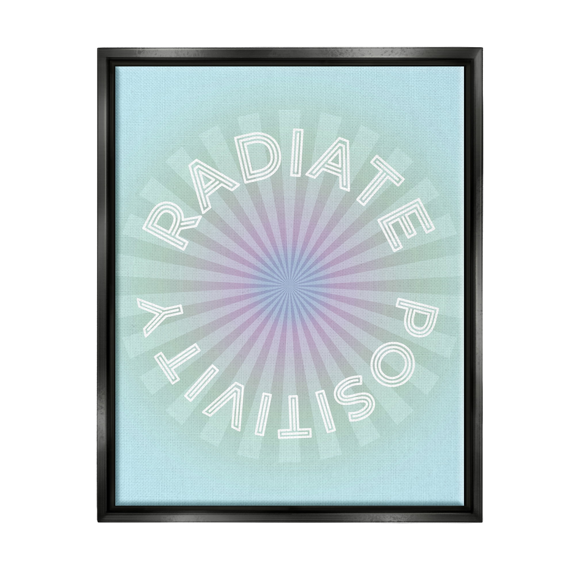 Stupell Industries Radiate Positivity Blue Geometric Religious Painting Black Floater Framed Art Print Wall Art