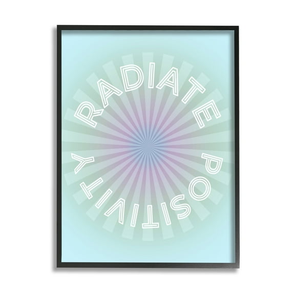 Stupell Industries Radiate Positivity Blue Geometric Religious Painting Black Framed Art Print Wall Art