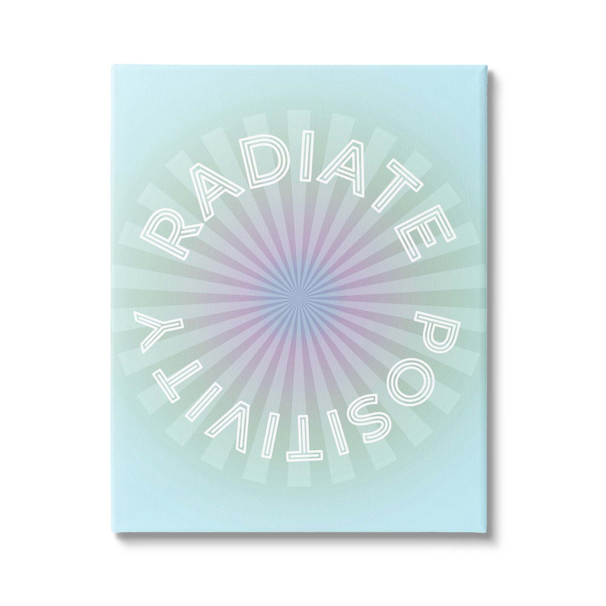 Stupell Industries Radiate Positivity Blue Geometric Religious Painting Gallery Wrapped Canvas Print Wall Art