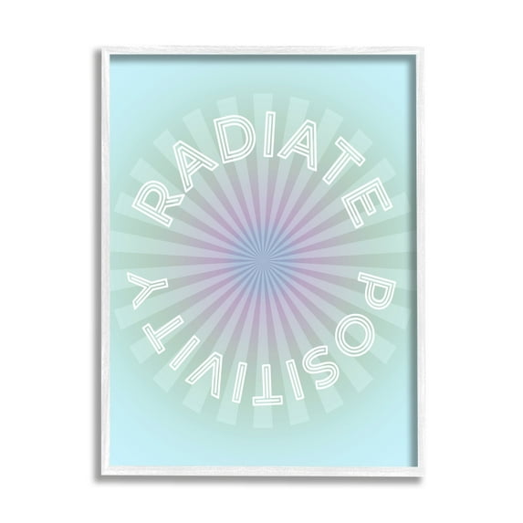 Stupell Industries Radiate Positivity Blue Geometric Religious Painting White Framed Art Print Wall Art