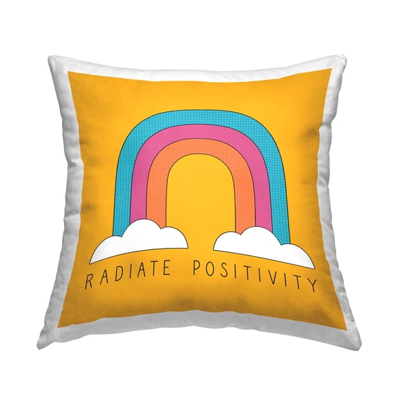 Stupell Industries Radiate Positivity Bold Rainbow Square Decorative Printed Throw Pillow, 18 x 18,