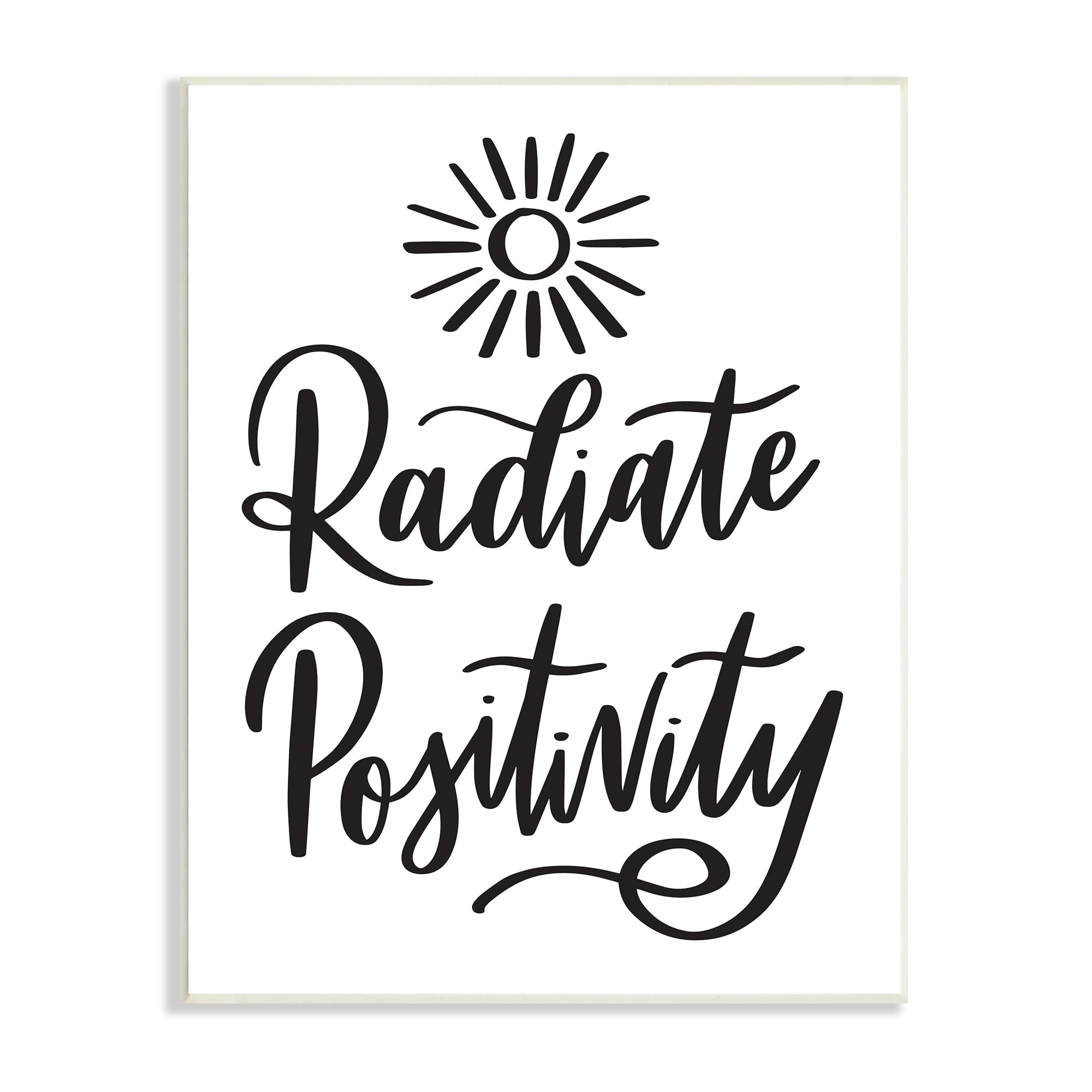 Stupell Industries Radiate Positivity Motivational Phrase Minimal Text Sun Illustration, 10 x 15,Design by Hey Bre! Creative Studio