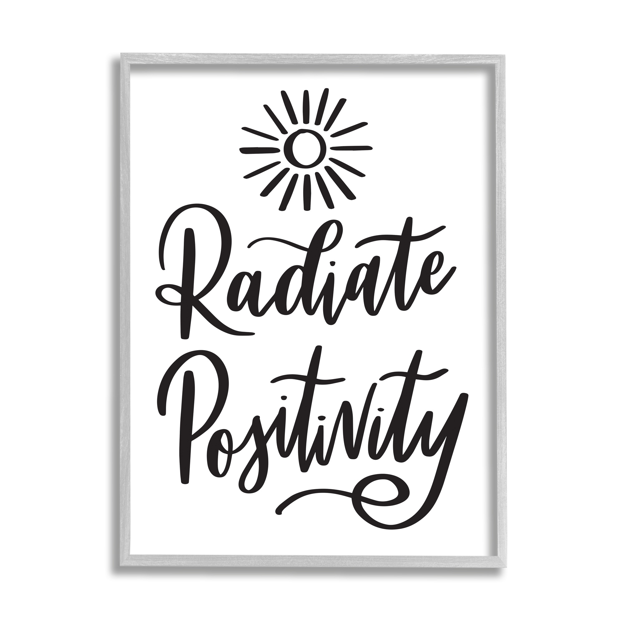 Stupell Industries Radiate Positivity Motivational Phrase Minimal Text Sun Illustration, 11 x 14,Design by Hey Bre! Creative Studio