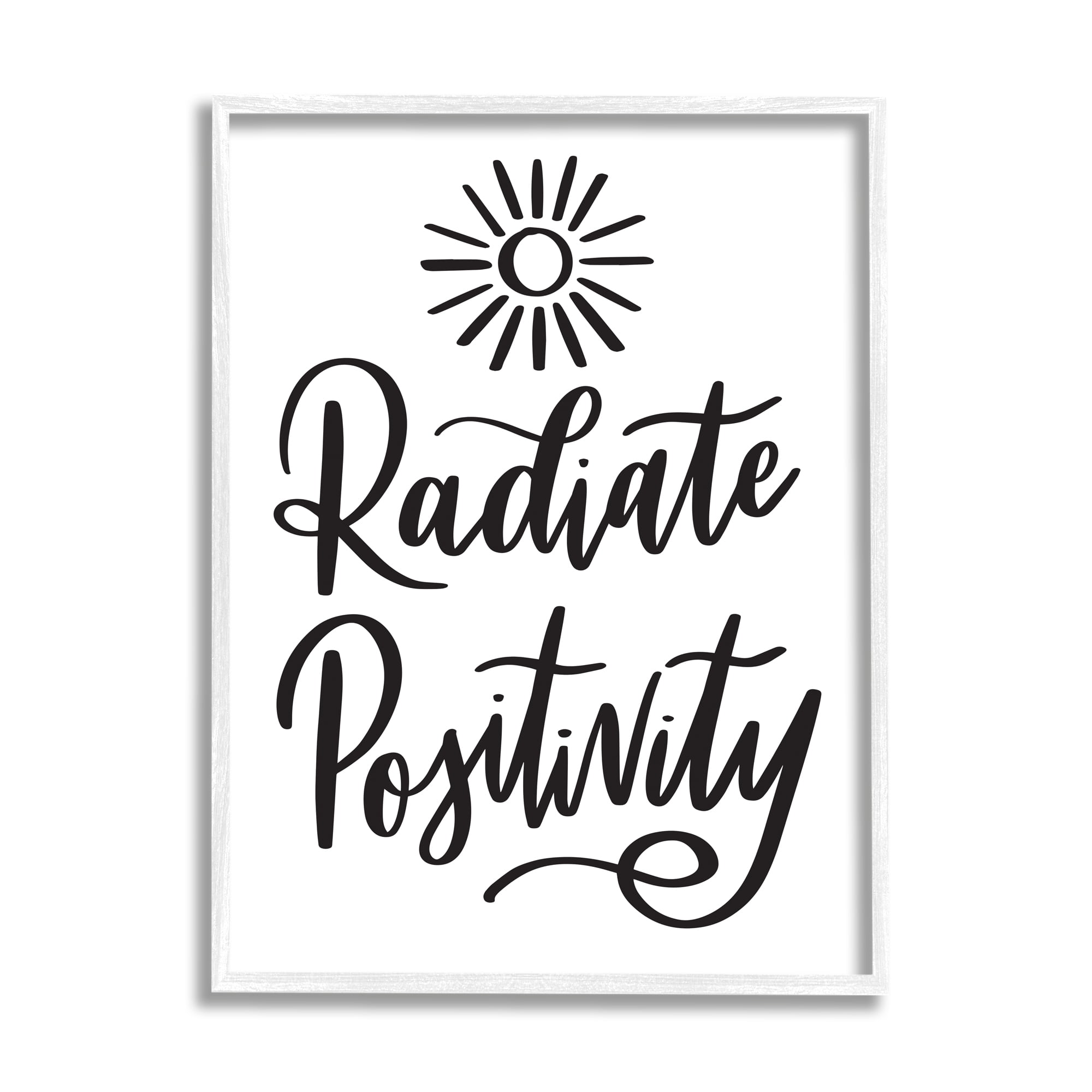 Stupell Industries Radiate Positivity Motivational Phrase Minimal Text Sun Illustration, 16 x 20,Design by Hey Bre! Creative Studio