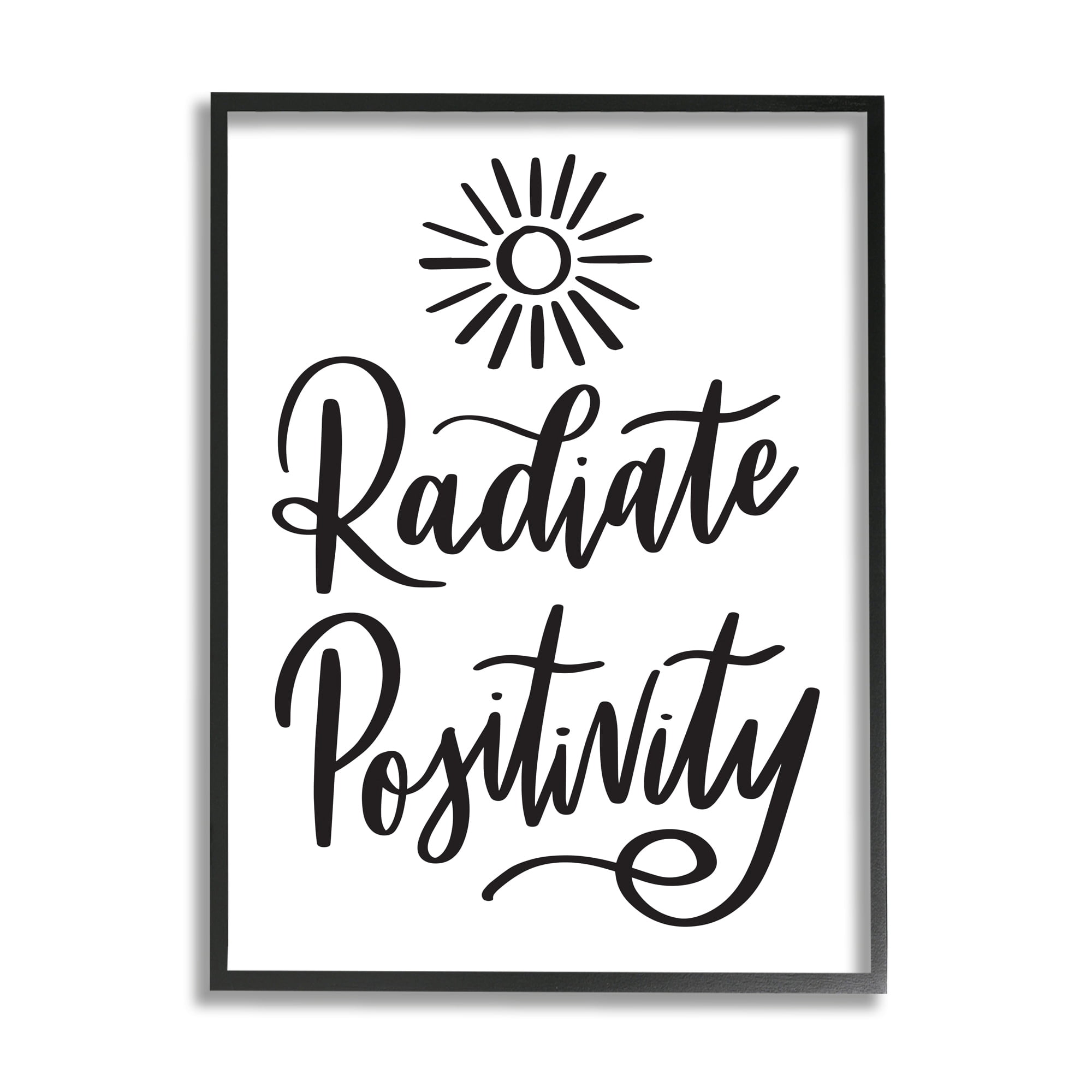 Stupell Industries Radiate Positivity Motivational Phrase Minimal Text Sun Illustration, 16 x 20,Design by Hey Bre! Creative Studio
