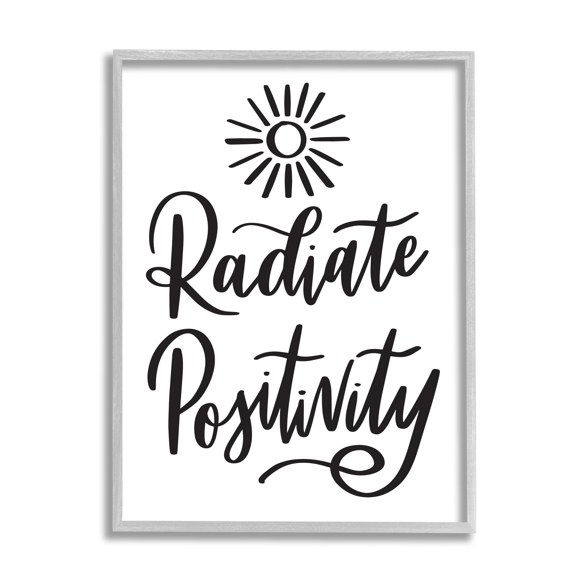 Stupell Industries Radiate Positivity Motivational Phrase Minimal Text Sun Illustration, 16 x 20,Design by Hey Bre! Creative Studio