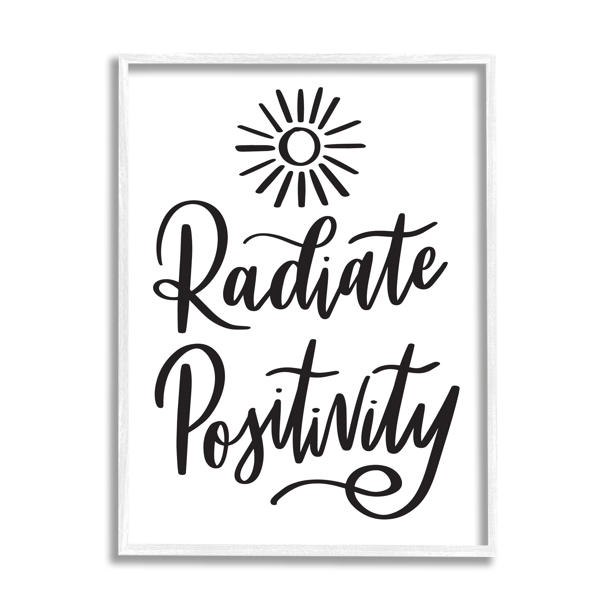 Stupell Industries Radiate Positivity Motivational Phrase Minimal Text Sun Illustration, 24 x 30,Design by Hey Bre! Creative Studio