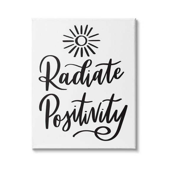 Stupell Industries Radiate Positivity Motivational Phrase Minimal Text Sun Illustration, 36 x 48,Design by Hey Bre! Creative Studio