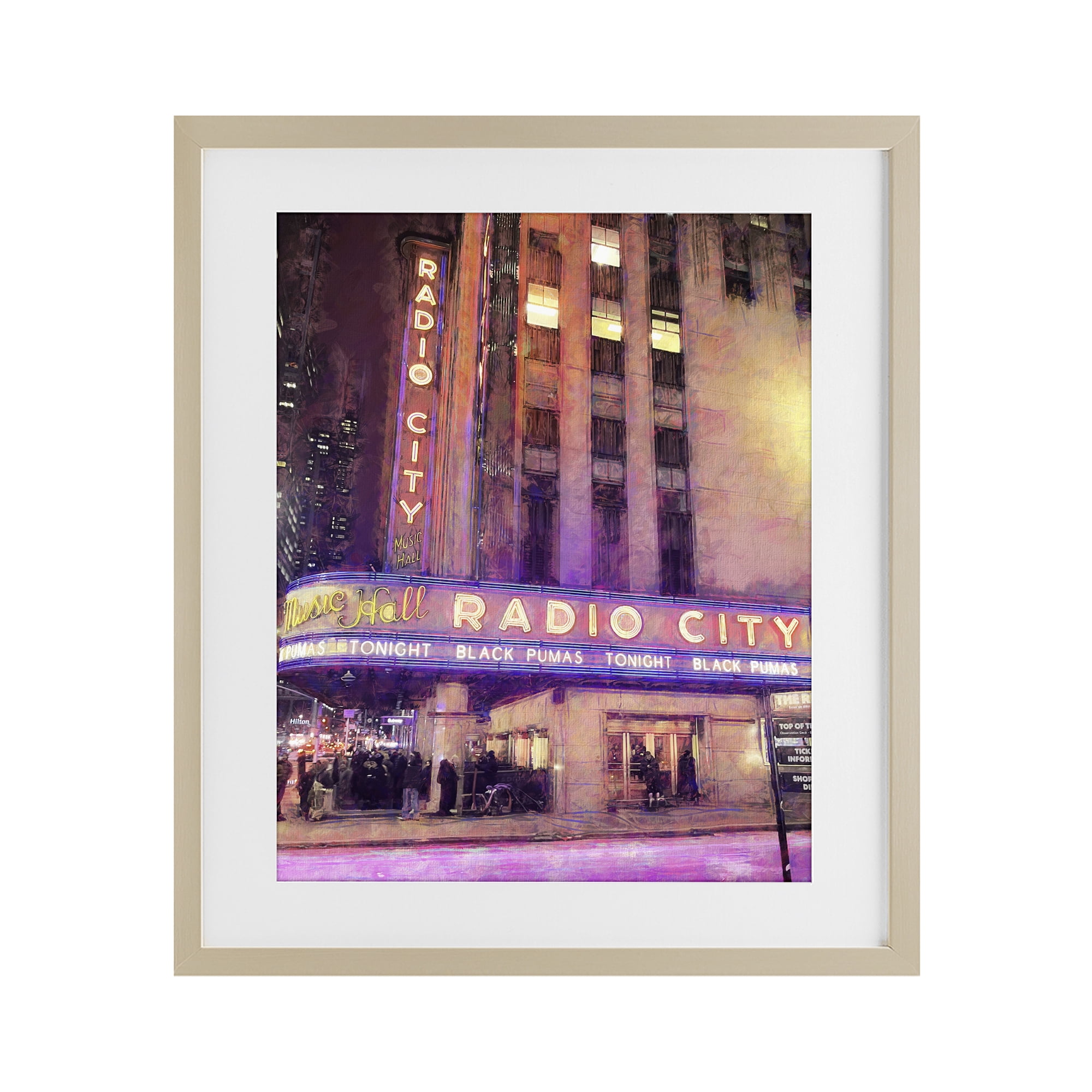 Stupell Industries Radio City Music Hall Birch Framed Print Under Glass, design by Grotto Studios