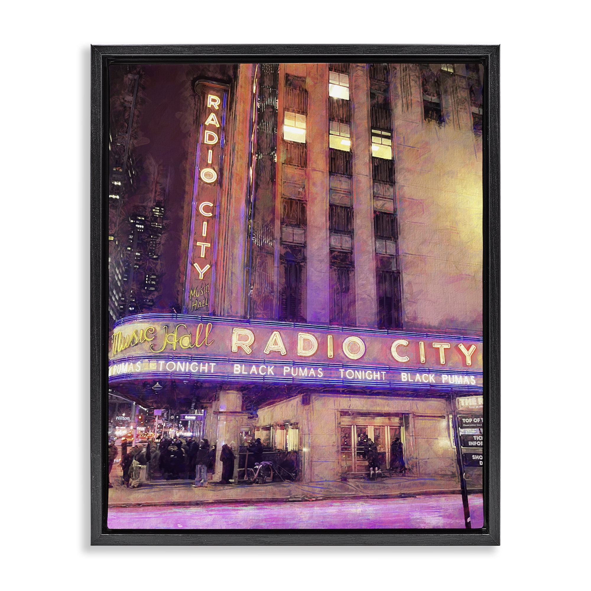 Stupell Industries Radio City Music Hall Black Framed Floater Canvas Wall Art, design by Grotto Studios