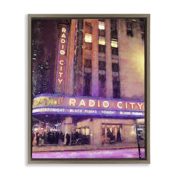 Stupell Industries Radio City Music Hall Brown Framed Floater Canvas Wall Art, design by Grotto Studios