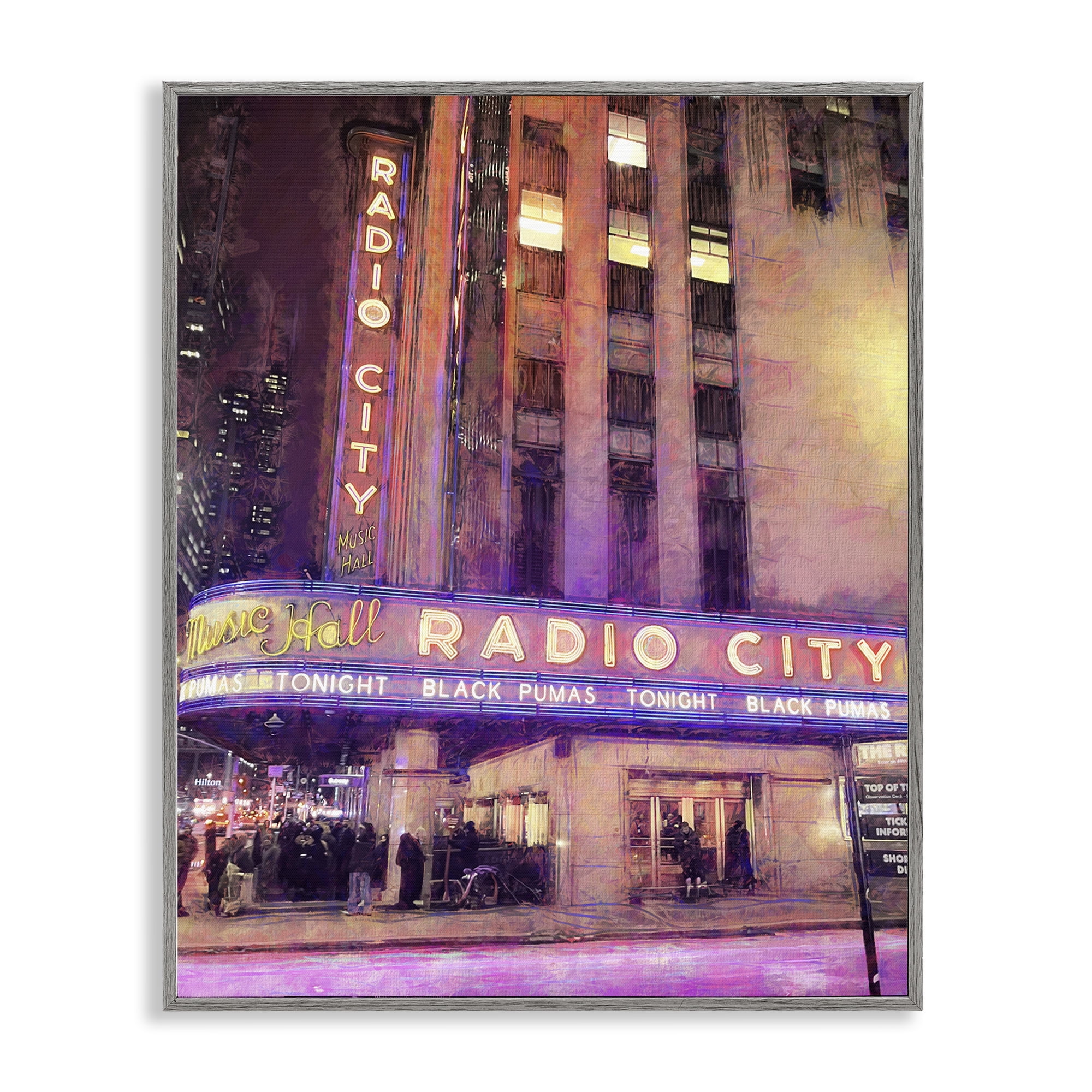 Stupell Industries Radio City Music Hall Gray Framed Giclee Art, design by Grotto Studios