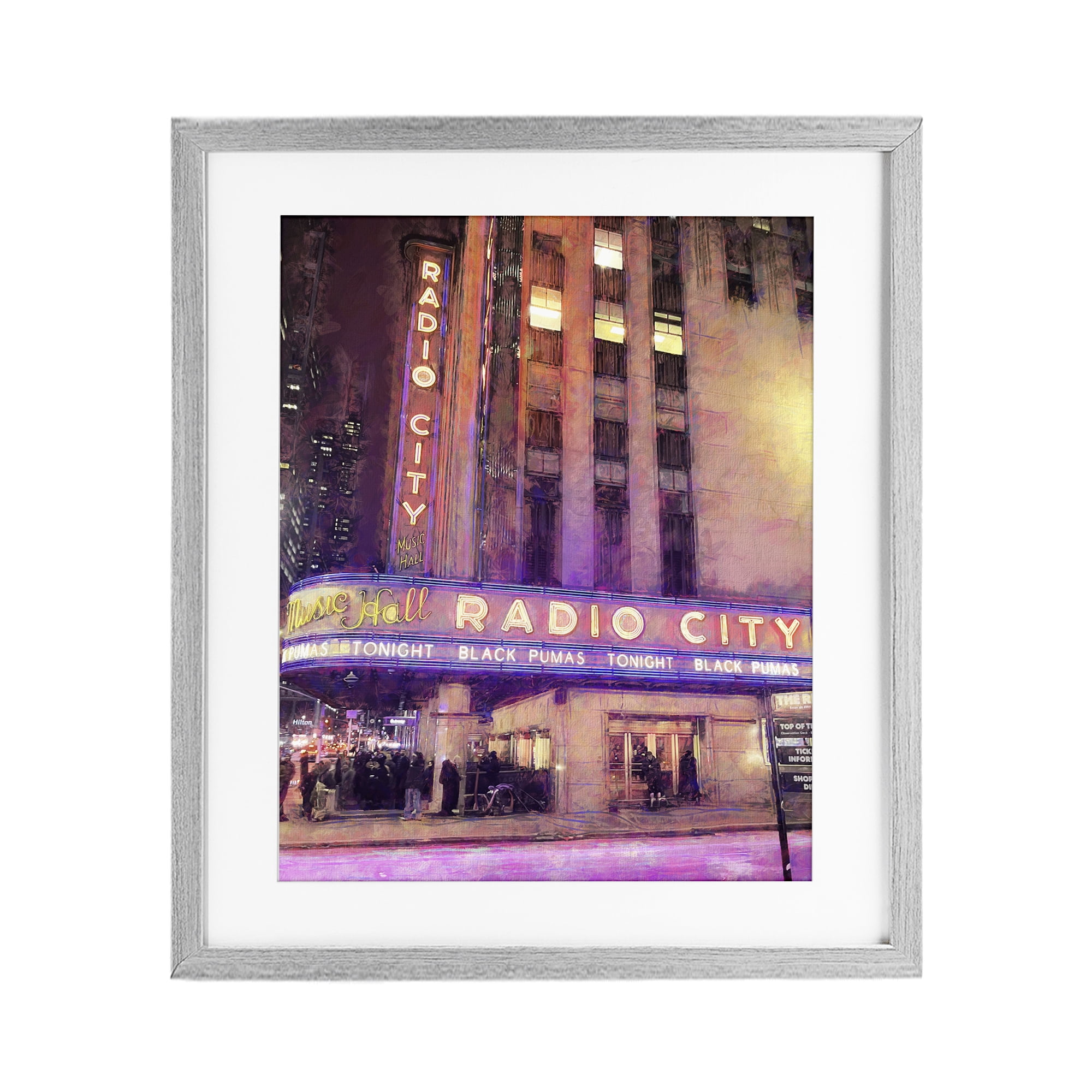 Stupell Industries Radio City Music Hall Gray Framed Print Under Glass, design by Grotto Studios
