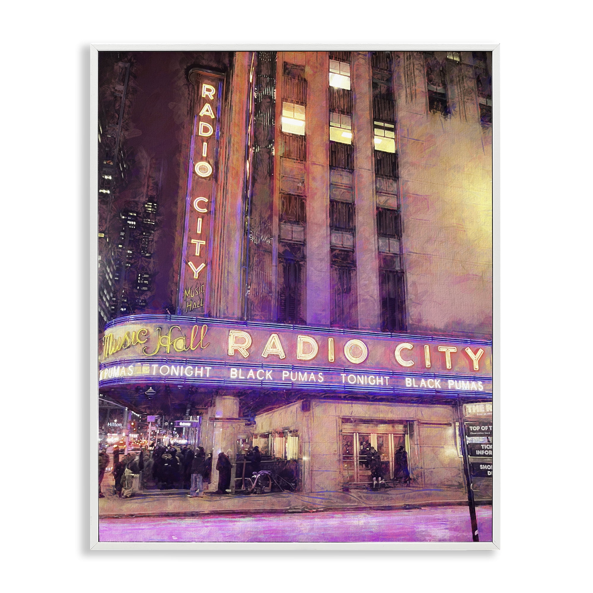 Stupell Industries Radio City Music Hall White Framed Giclee Art, design by Grotto Studios