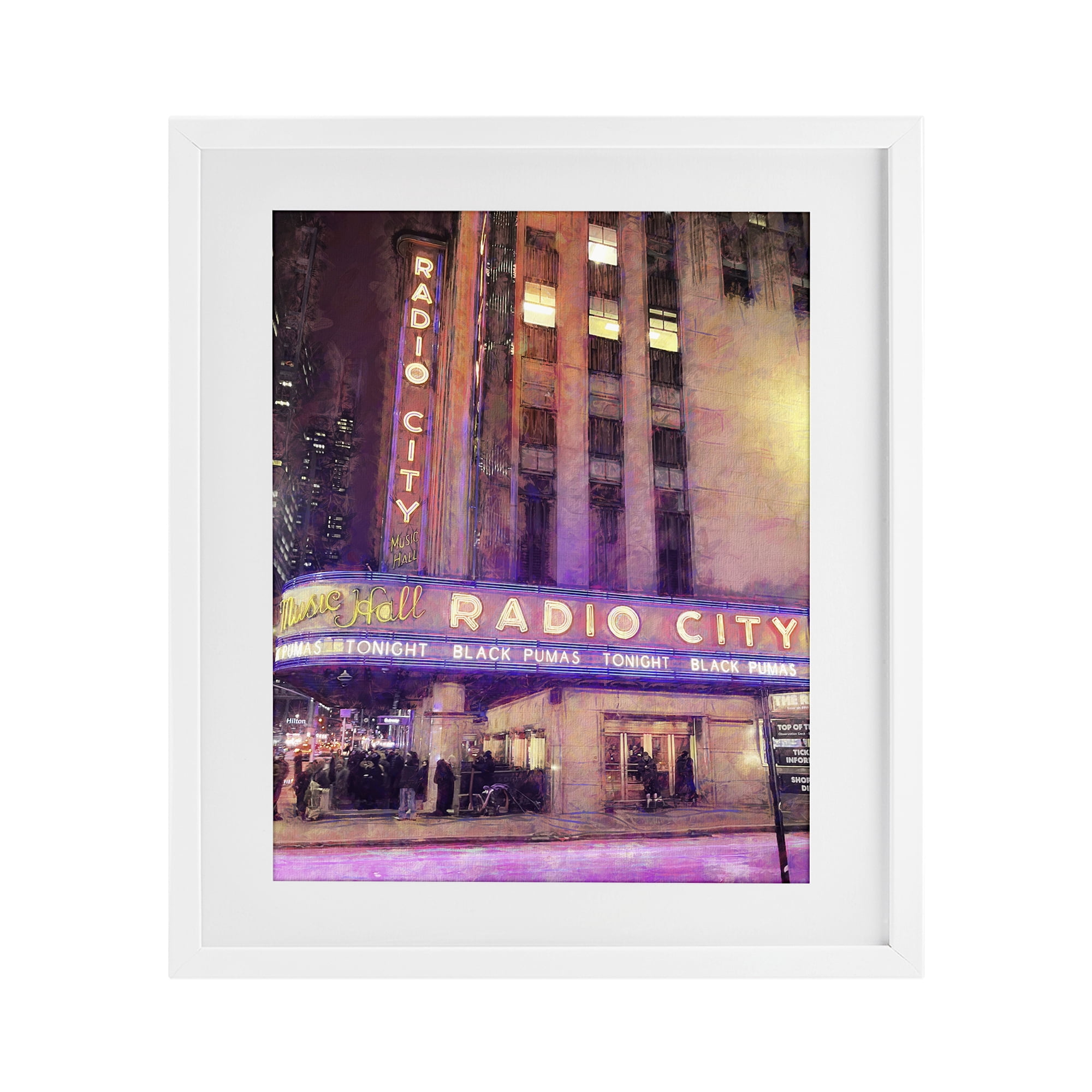 Stupell Industries Radio City Music Hall White Framed Print Under Glass, design by Grotto Studios