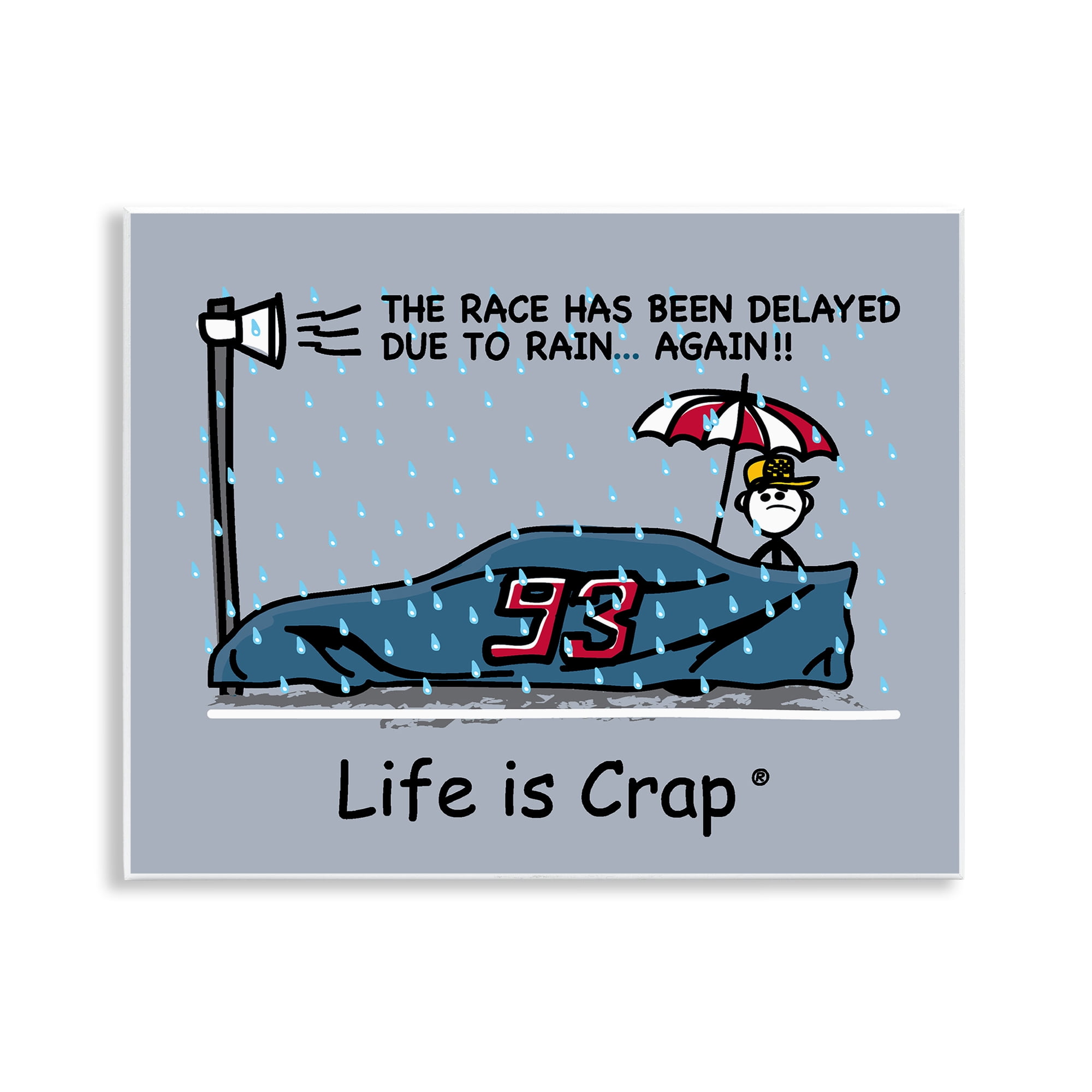 Stupell Industries Rain Delayed Race Novelty & Humor Painting Unframed Art Print Wall Art, 14 x 11