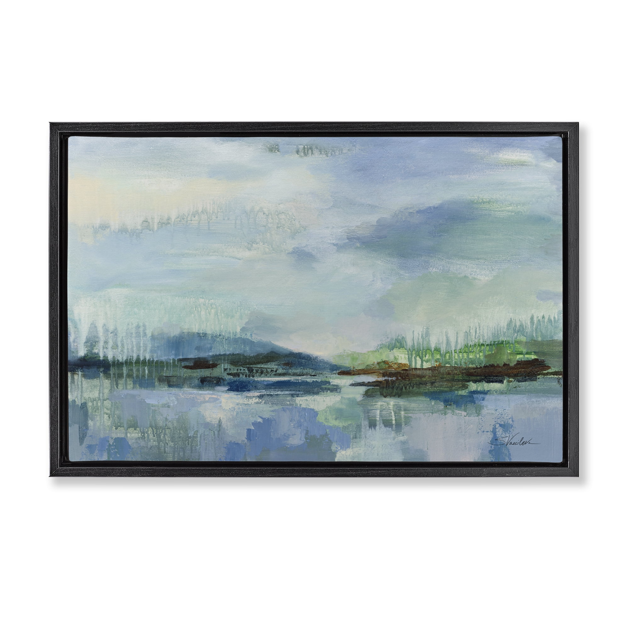 Stupell Industries Rain Over The Lagoon Black Framed Floater Canvas Wall Art, design by Silvia Vassileva