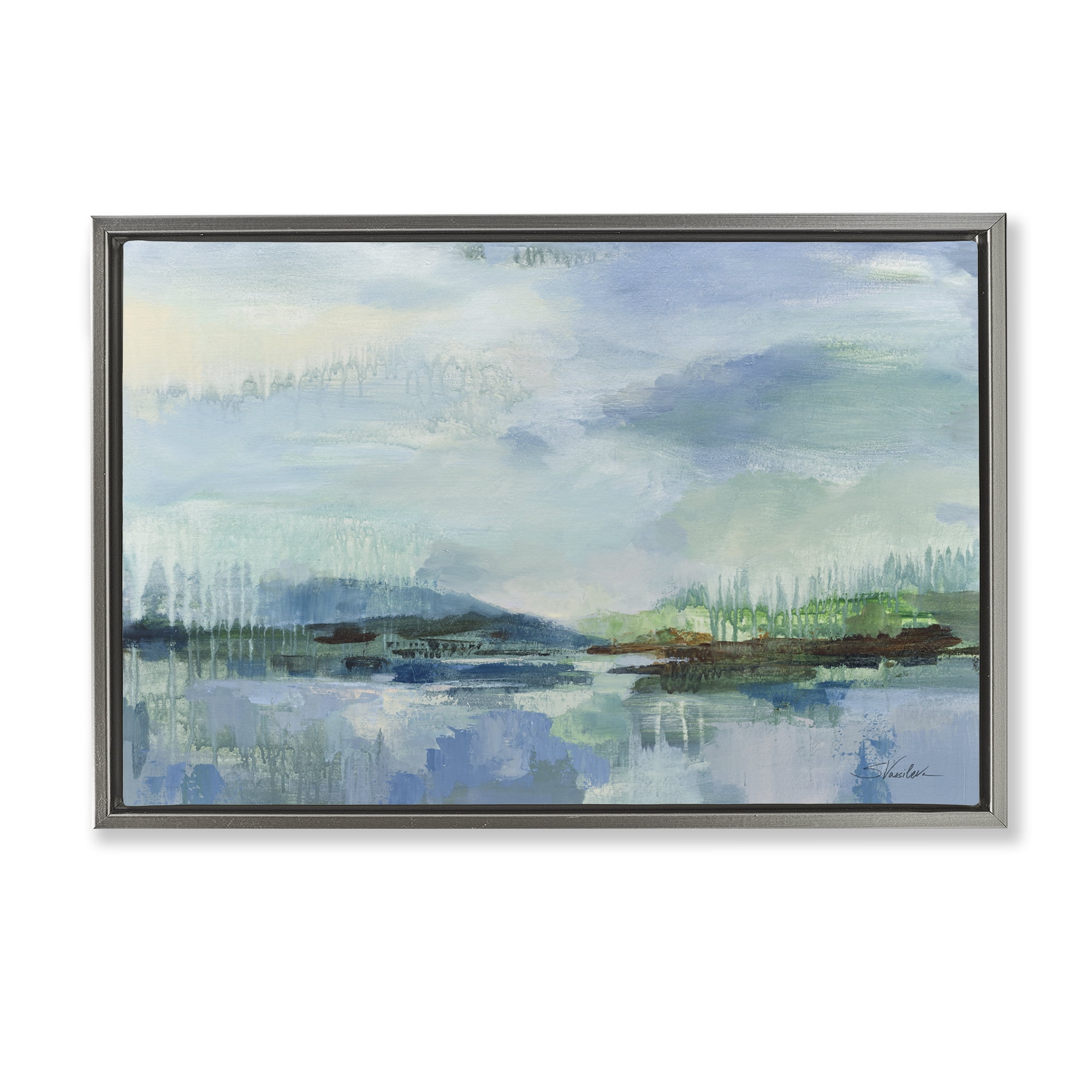 Stupell Industries Rain Over The Lagoon Gray Framed Floater Canvas Wall Art, design by Silvia Vassileva