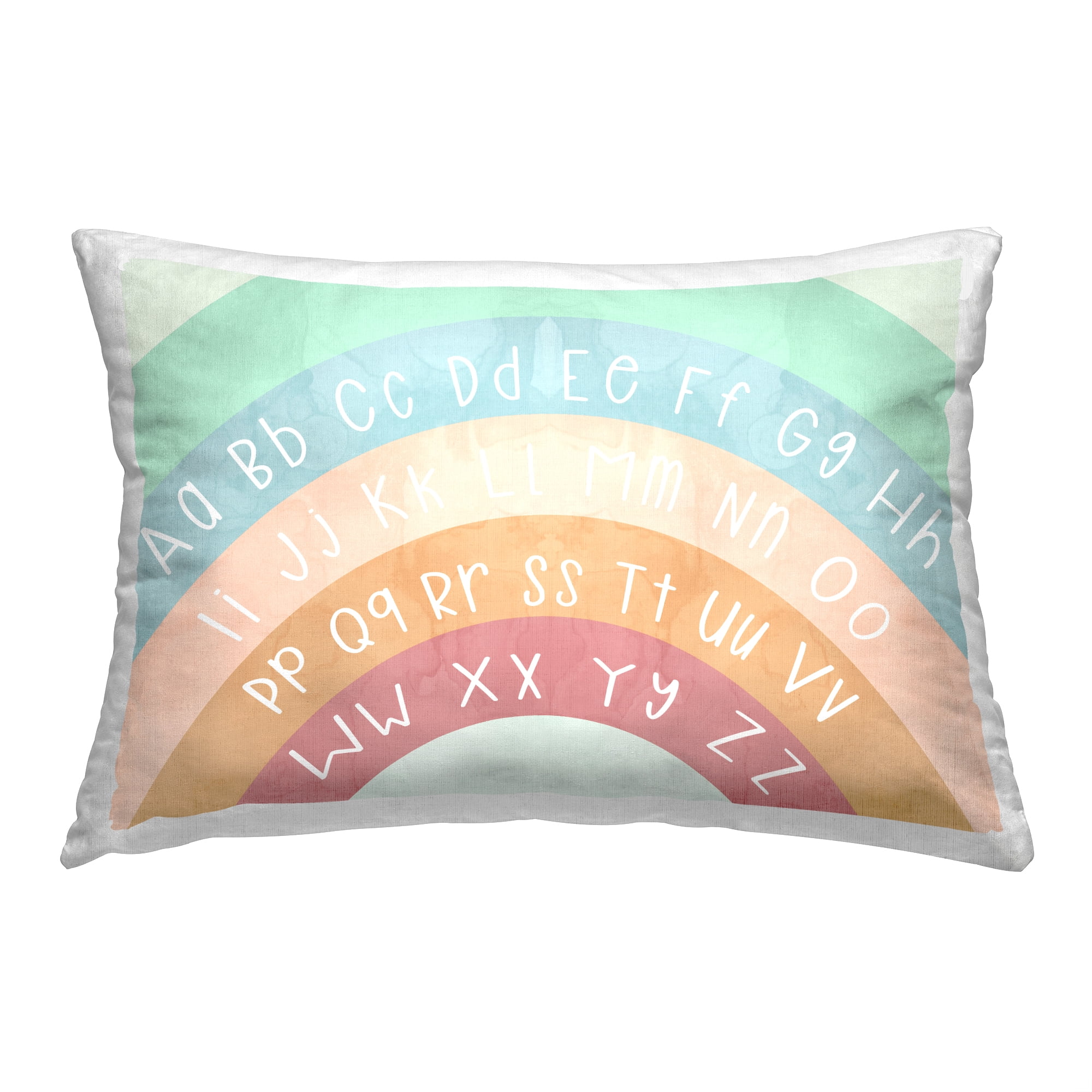 Stupell Industries Rainbow Alphabet Letters Decorative Printed Throw Pillow, 14 x 20