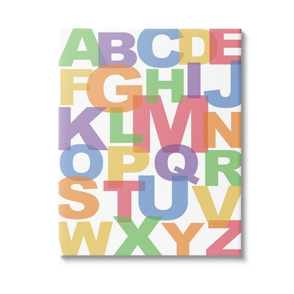 Stupell Industries Rainbow Alphabet Typography Typography Painting Gallery Wrapped Canvas Art Print Wall Art, 16 x 20