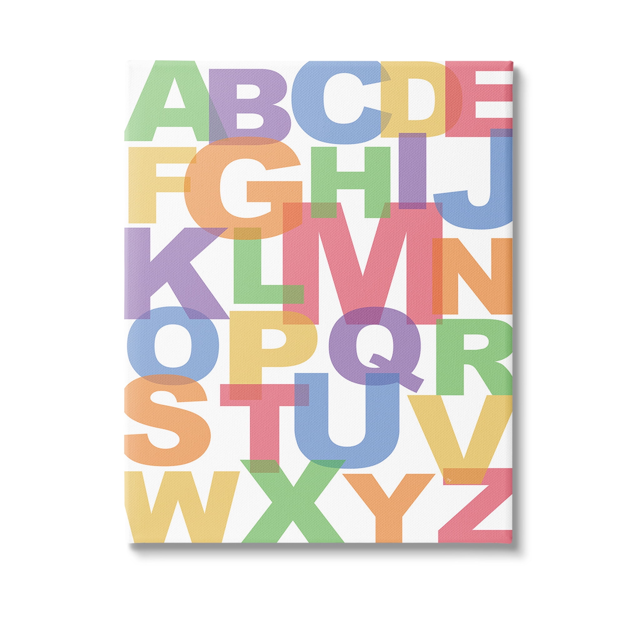 Stupell Industries Rainbow Alphabet Typography Typography Painting Gallery Wrapped Canvas Art Print Wall Art, 36 x 48