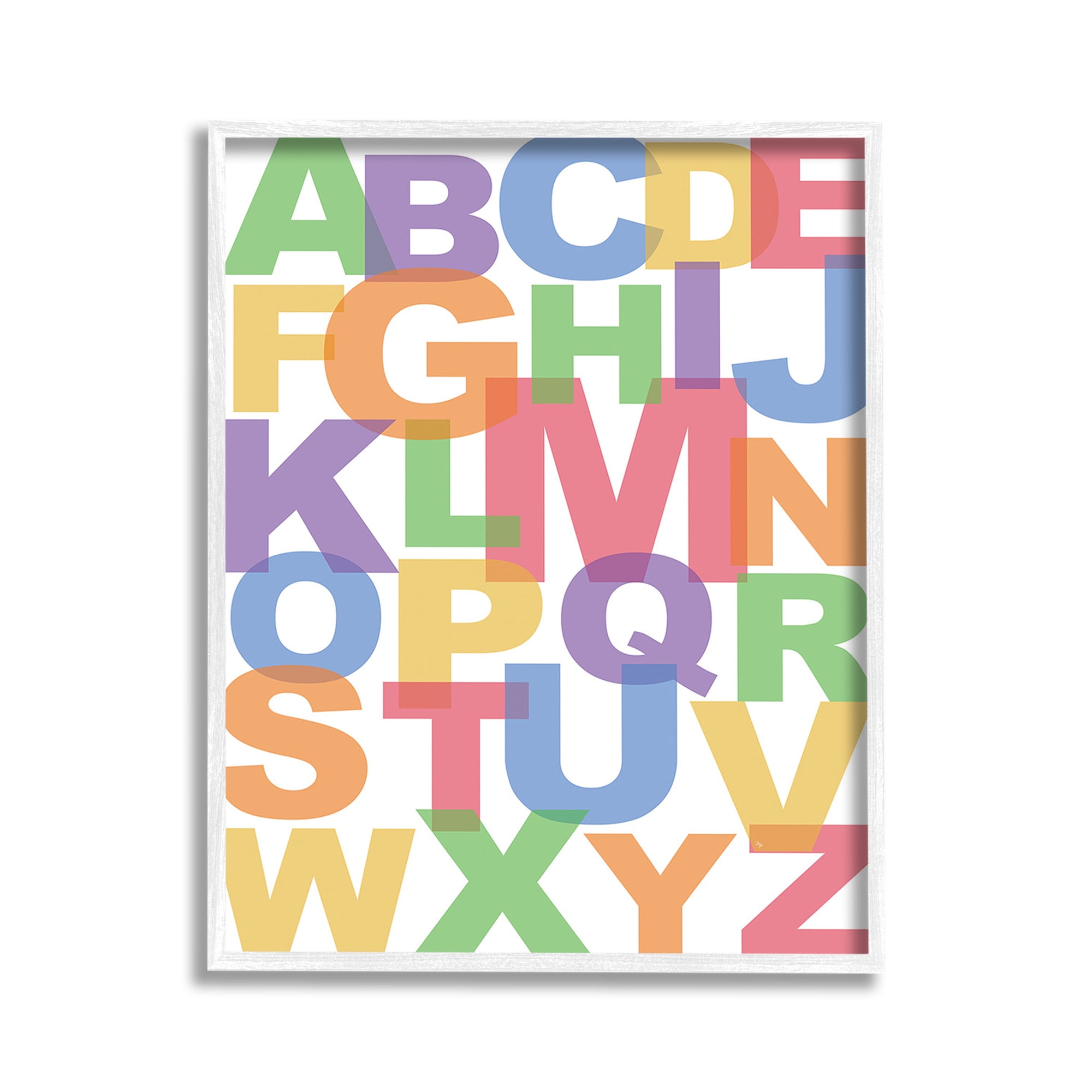 Stupell Industries Rainbow Alphabet Typography Typography Painting White Framed Art Print Wall Art, 11 x 14