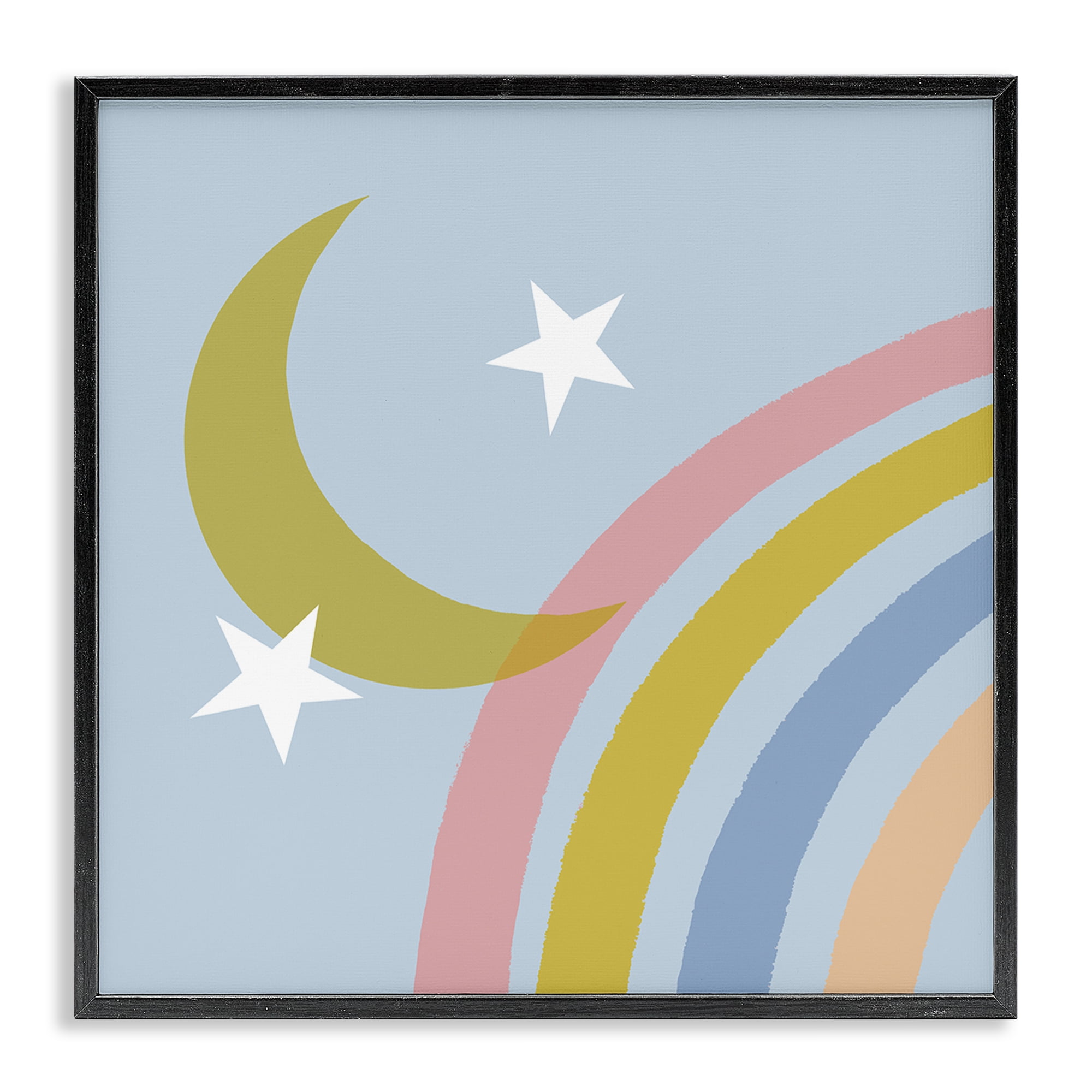 Stupell Industries Rainbow And Moon Shape Landscape & Nature Painting Black Framed Art Print Wall Art, 24 x 24