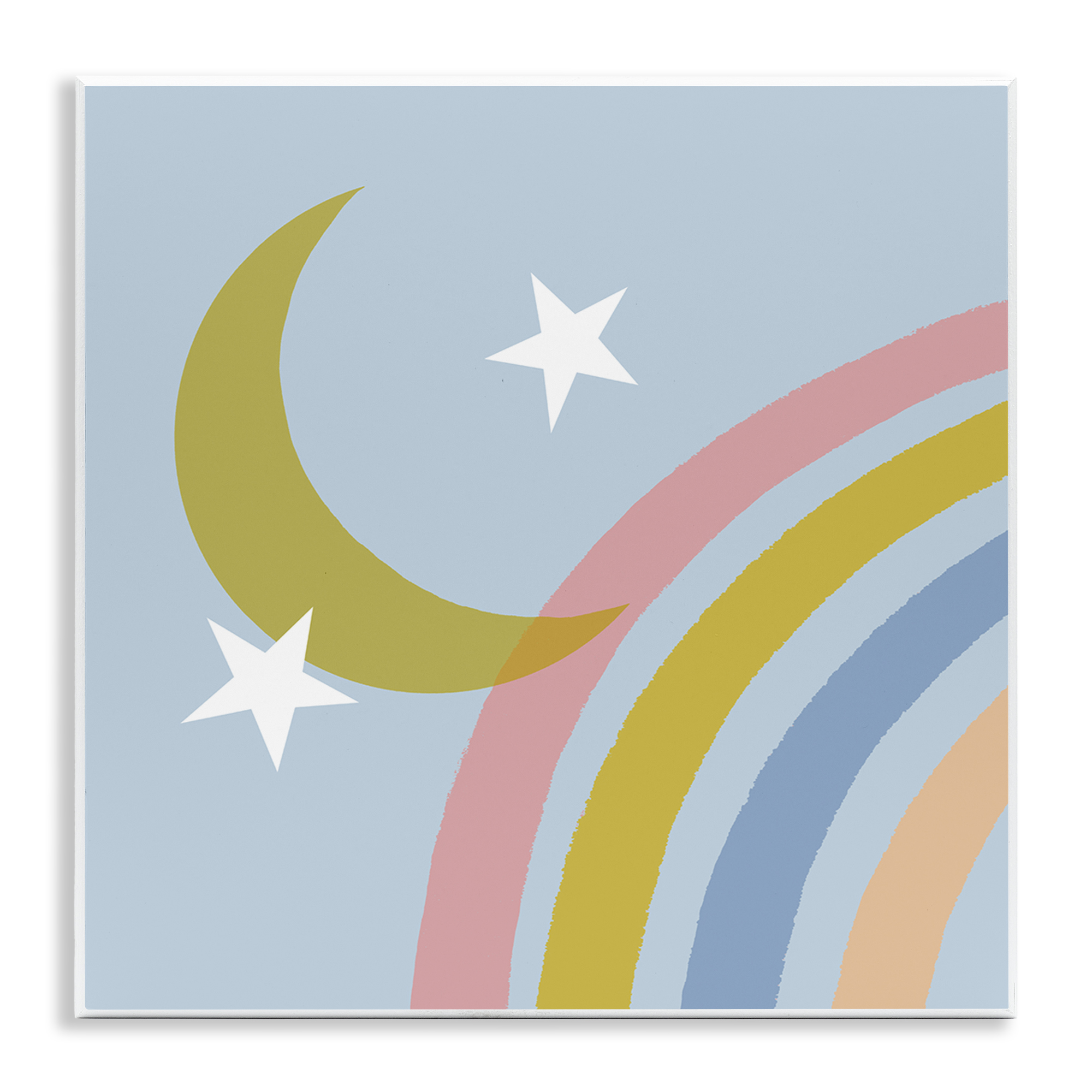 Stupell Industries Rainbow And Moon Shape Landscape & Nature Painting Unframed Art Print Wall Art, 12 x 12