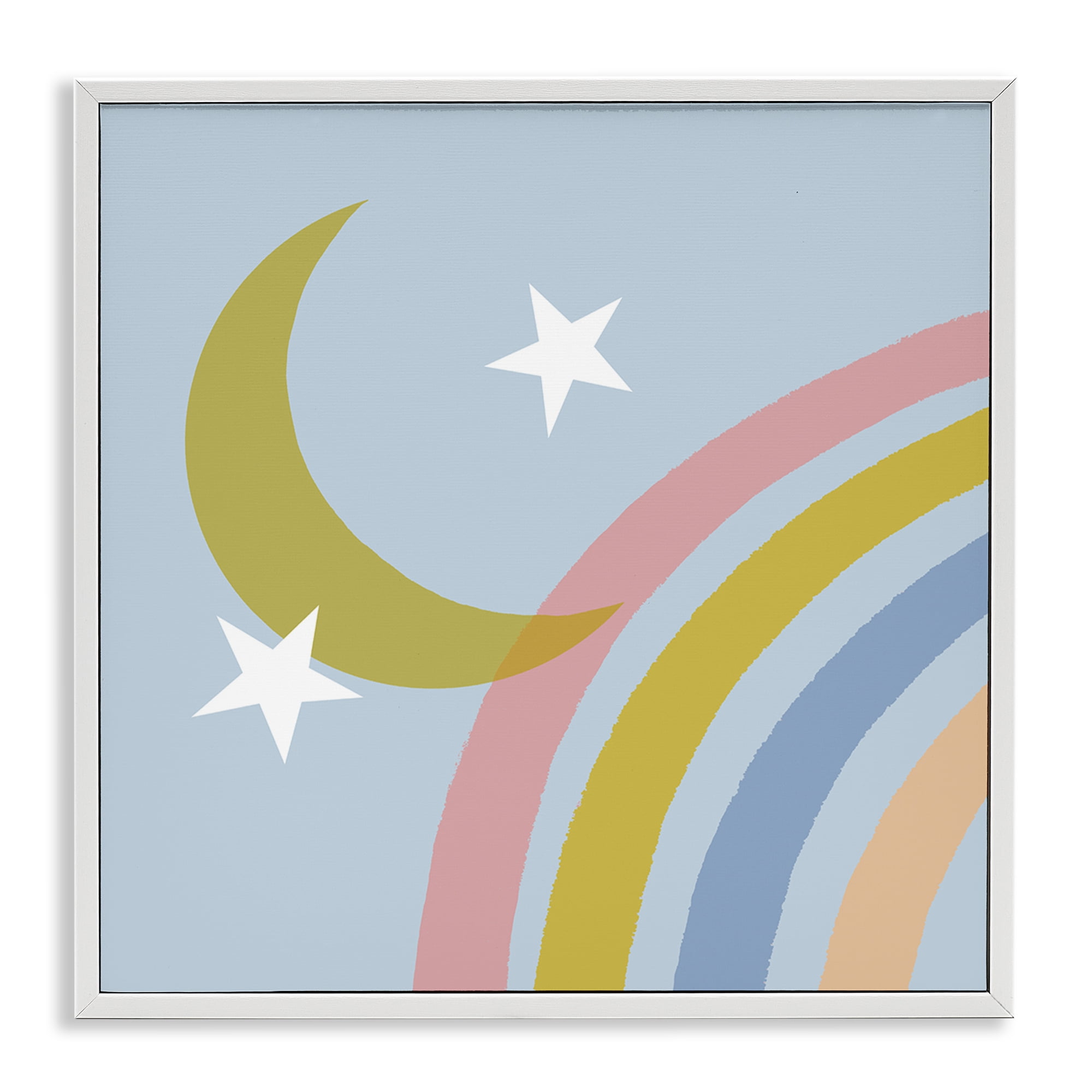 Stupell Industries Rainbow And Moon Shape Landscape & Nature Painting White Framed Art Print Wall Art, 17 x 17