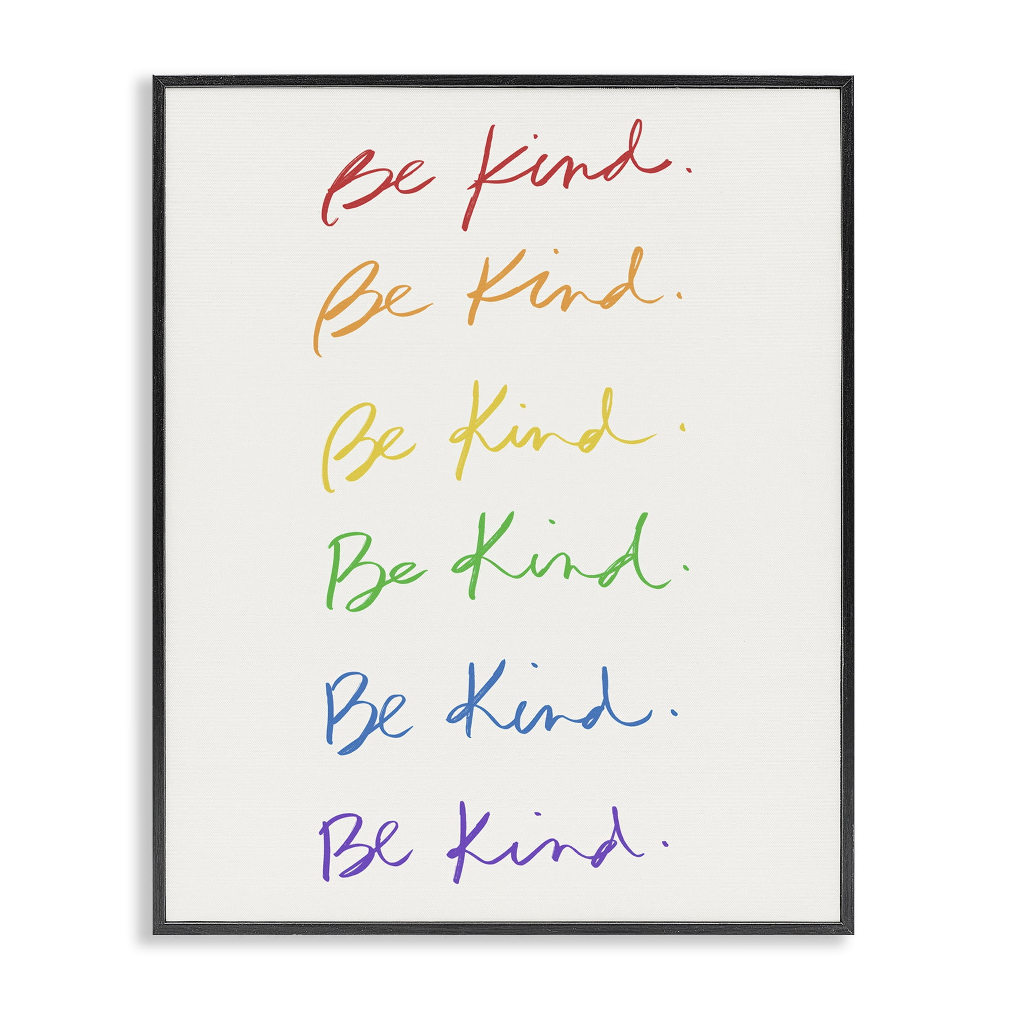 Stupell Industries Rainbow Be Kind Typography Painting Black Framed Art Print Wall Art, 11 x 14