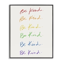 Stupell Industries Rainbow Be Kind Typography Painting Black Framed Art Print Wall Art, 11 x 14