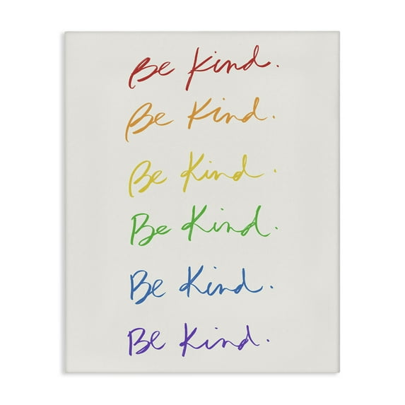 Stupell Industries Rainbow Be Kind Typography Painting Gallery Wrapped Canvas Art Print Wall Art, 16 x 20