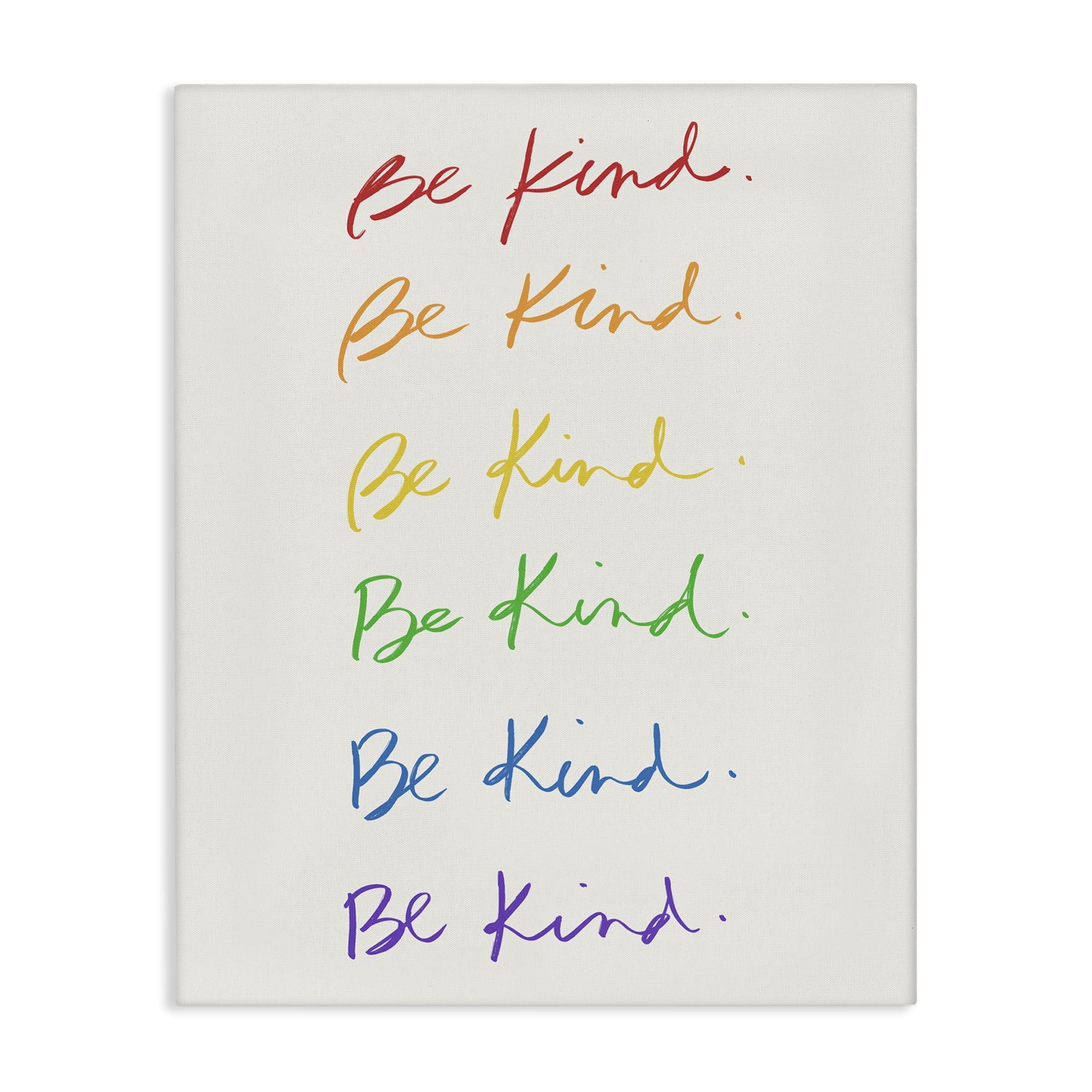 Stupell Industries Rainbow Be Kind Typography Painting Gallery Wrapped Canvas Art Print Wall Art, 36 x 48