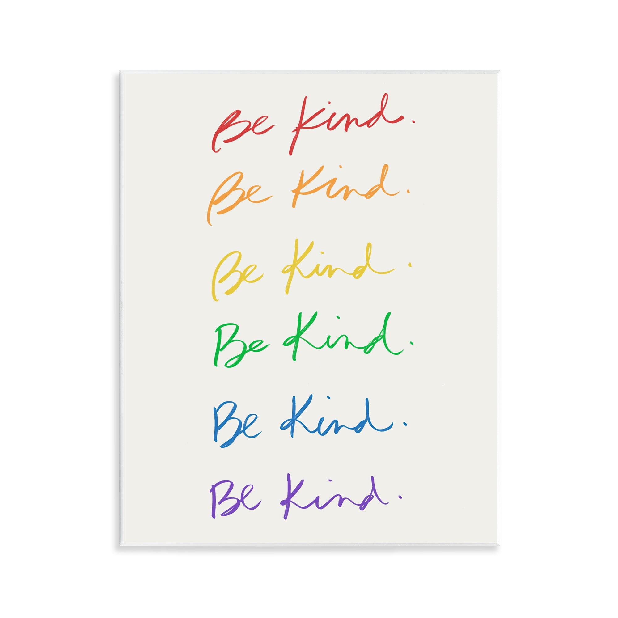 Be Kind Rainbow Typography Wall Art on MDF Wood