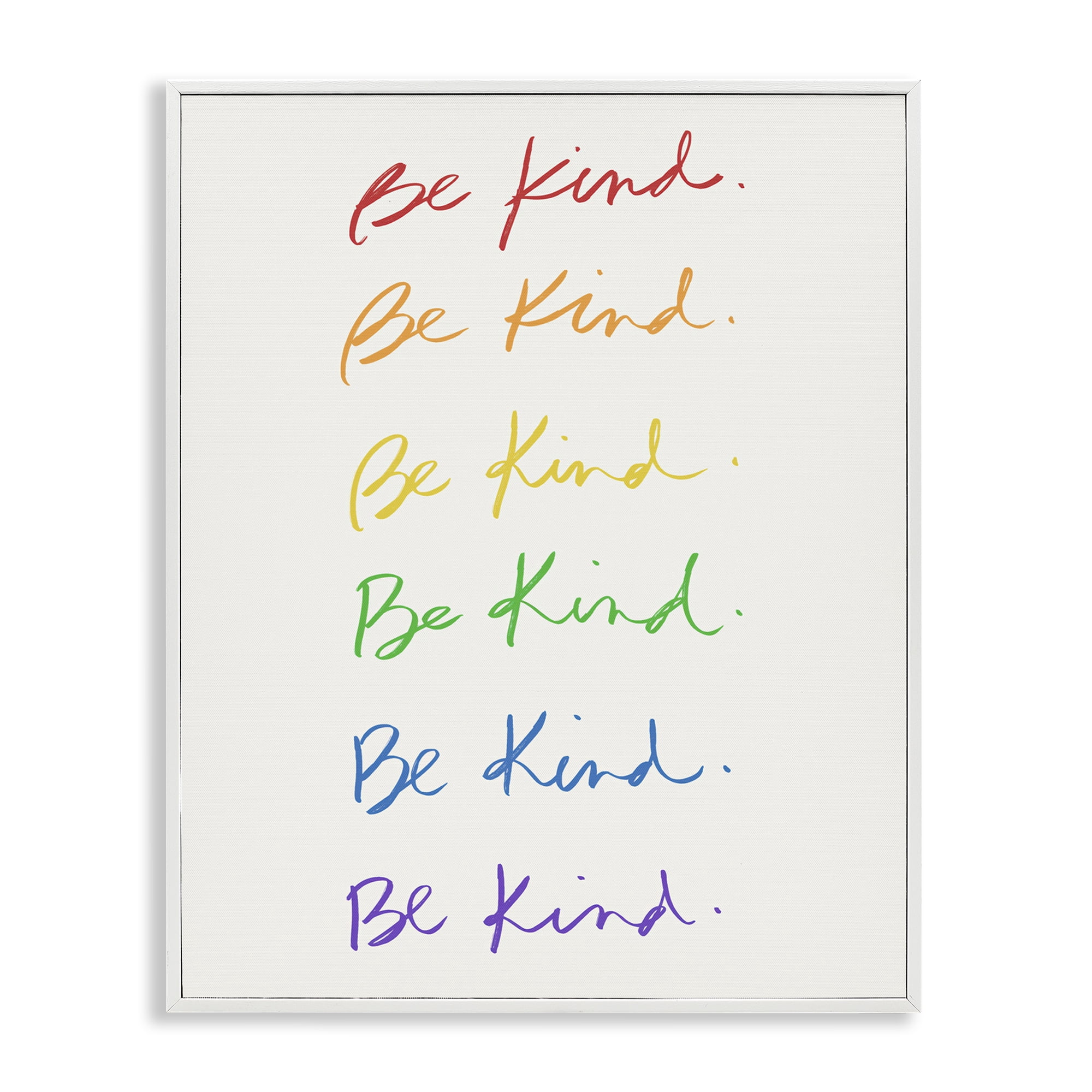 Stupell Industries Rainbow Be Kind Typography Painting White Framed Art Print Wall Art, 24 x 30