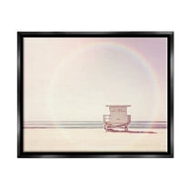 Stupell Industries Rainbow Beach Hut Photography Nature Photography Black Floater Framed Art Print Wall Art, 21 x 17