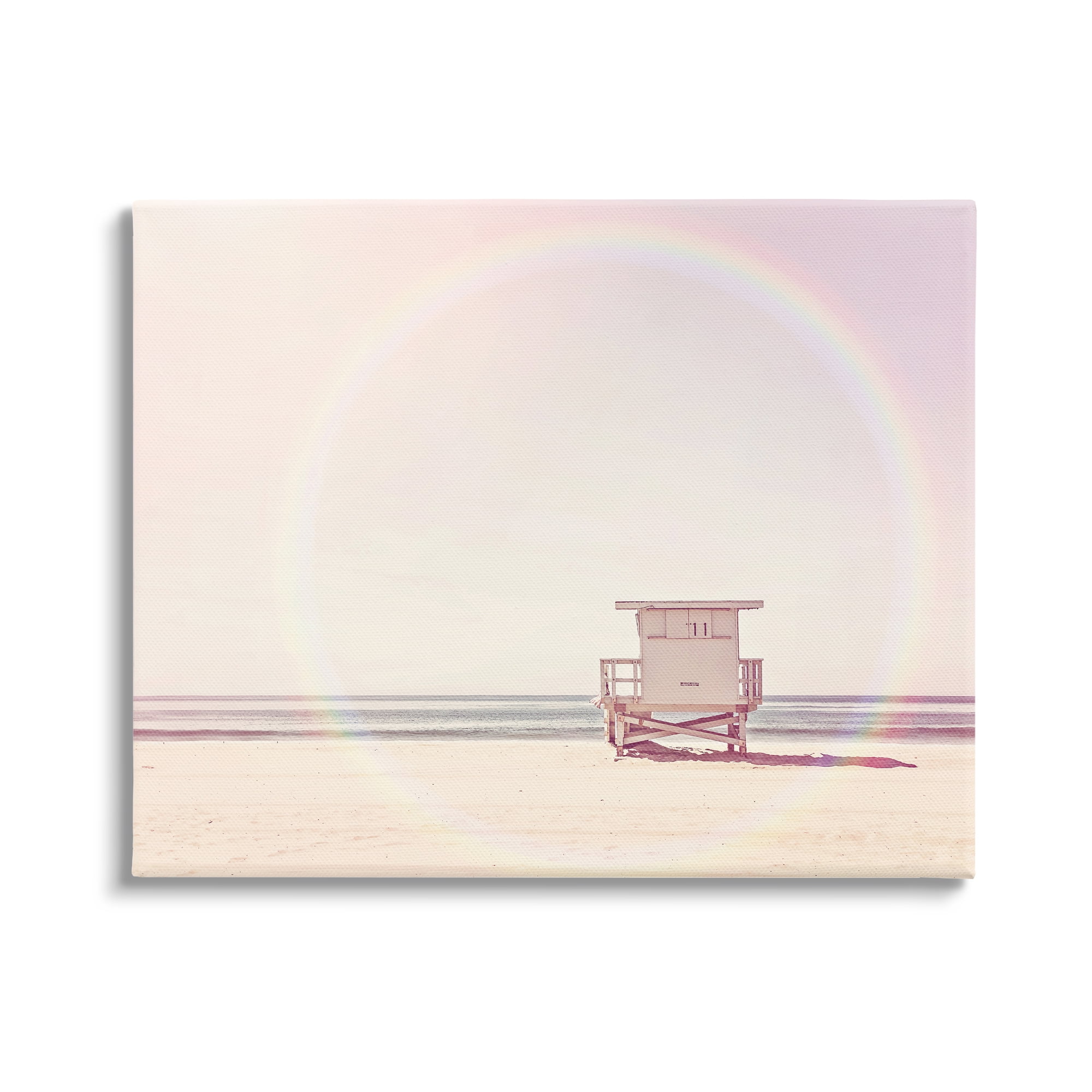 Stupell Industries Rainbow Beach Hut Photography Nature Photography Gallery Wrapped Canvas Print Wall Art, 40 x 30