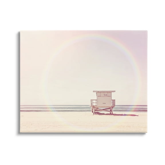 Stupell Industries Rainbow Beach Hut Photography Nature Photography Gallery Wrapped Canvas Print Wall Art, 48 x 36
