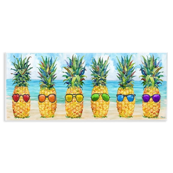 Stupell Industries Rainbow Beach Pineapples Food & Beverage Painting Unframed Art Print Wall Art, 17 x 7