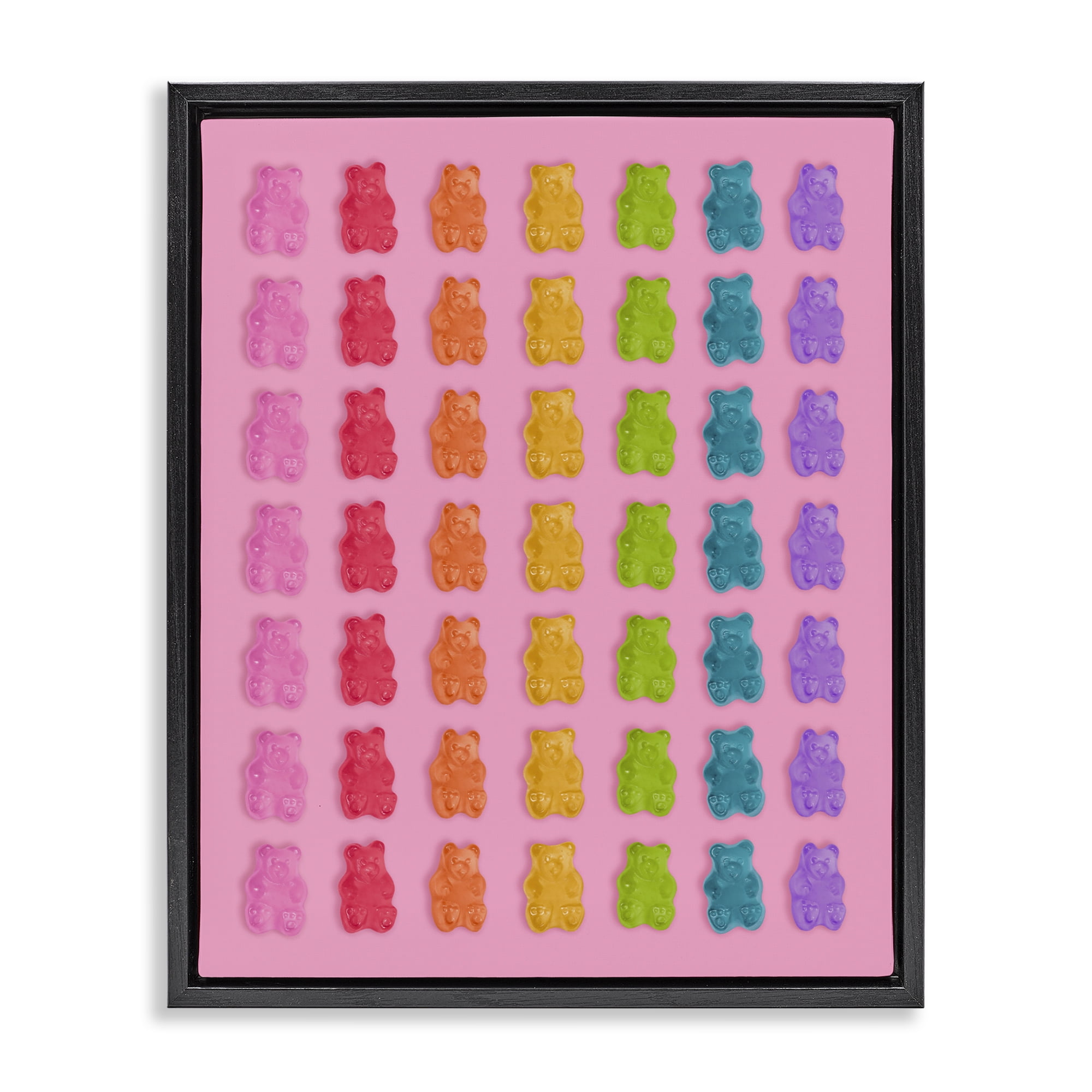 Stupell Industries Rainbow Bears in Stripes Black Framed Floater Canvas Wall Art, design by LISH Creative
