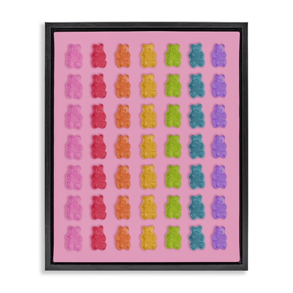 Stupell Industries Contemporary Rainbow Bears in Stripes Black Floating Frame Canvas Art, 17 x 21, by LISH Creative