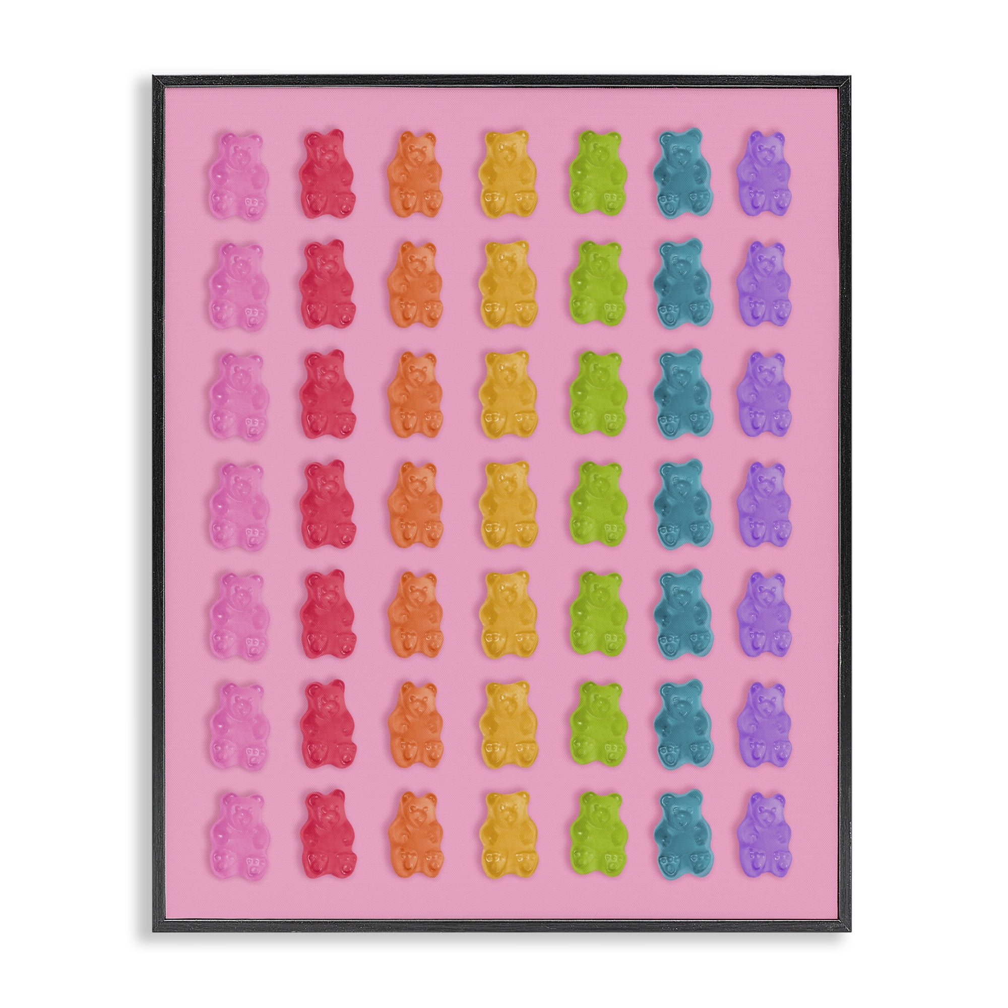 Stupell Industries Rainbow Bears in Stripes Black Framed Giclee Art, design by LISH Creative