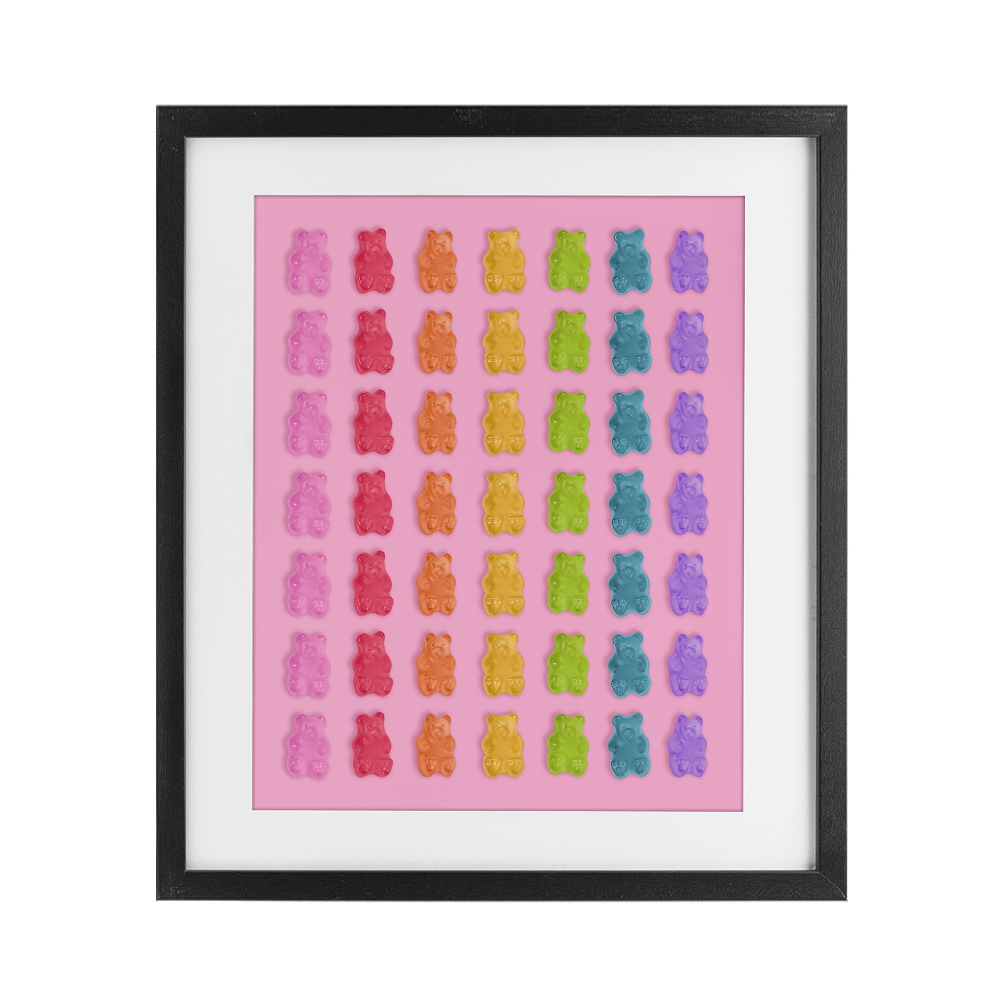 Stupell Industries Rainbow Bears in Stripes Black Framed Print Under Glass, design by LISH Creative