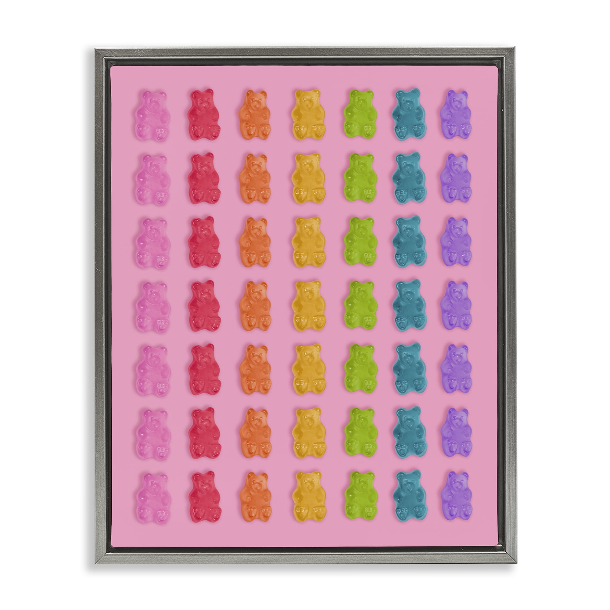 Stupell Industries Rainbow Bears in Stripes Gray Framed Floater Canvas Wall Art, design by LISH Creative