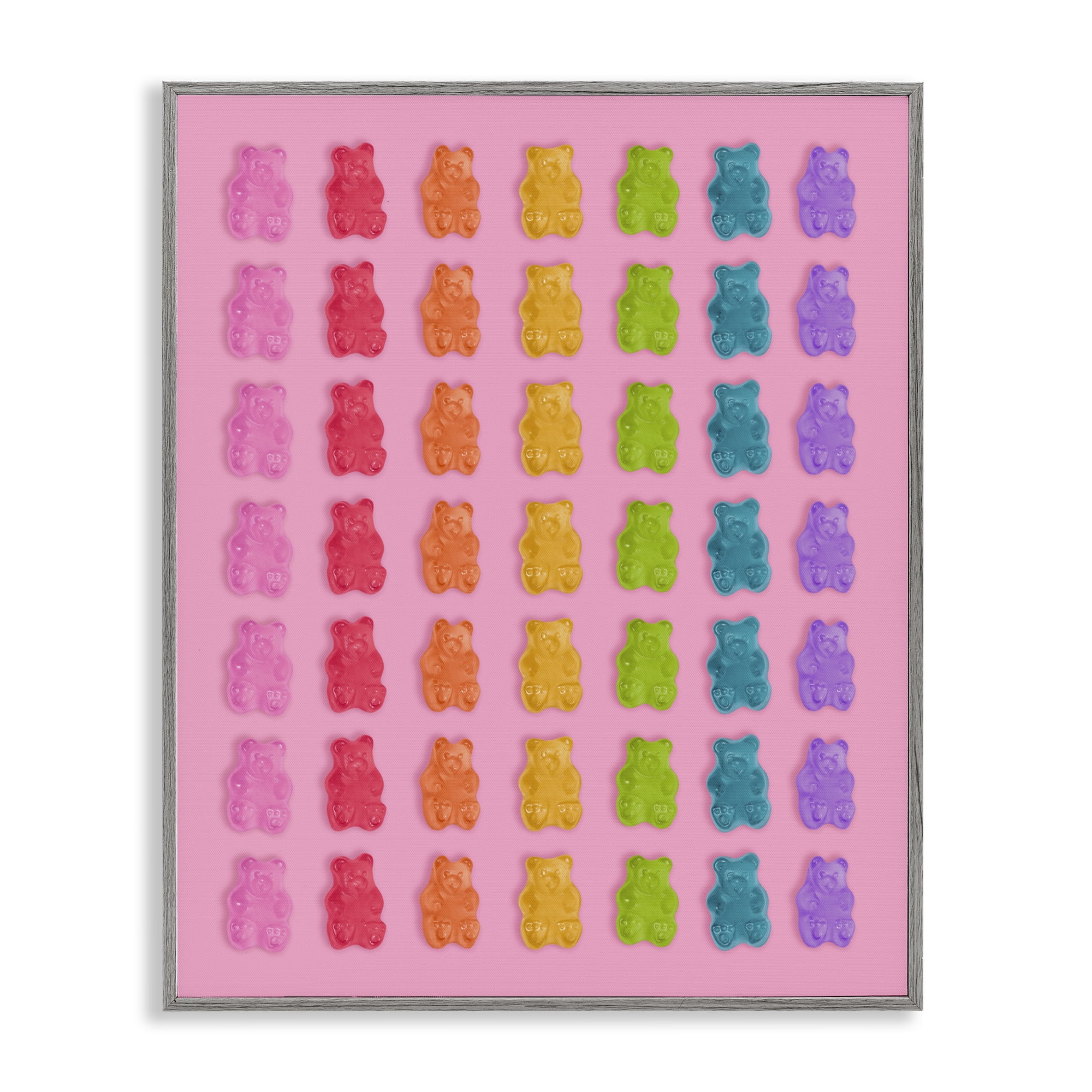 Stupell Industries Rainbow Bears in Stripes Gray Framed Giclee Art, design by LISH Creative