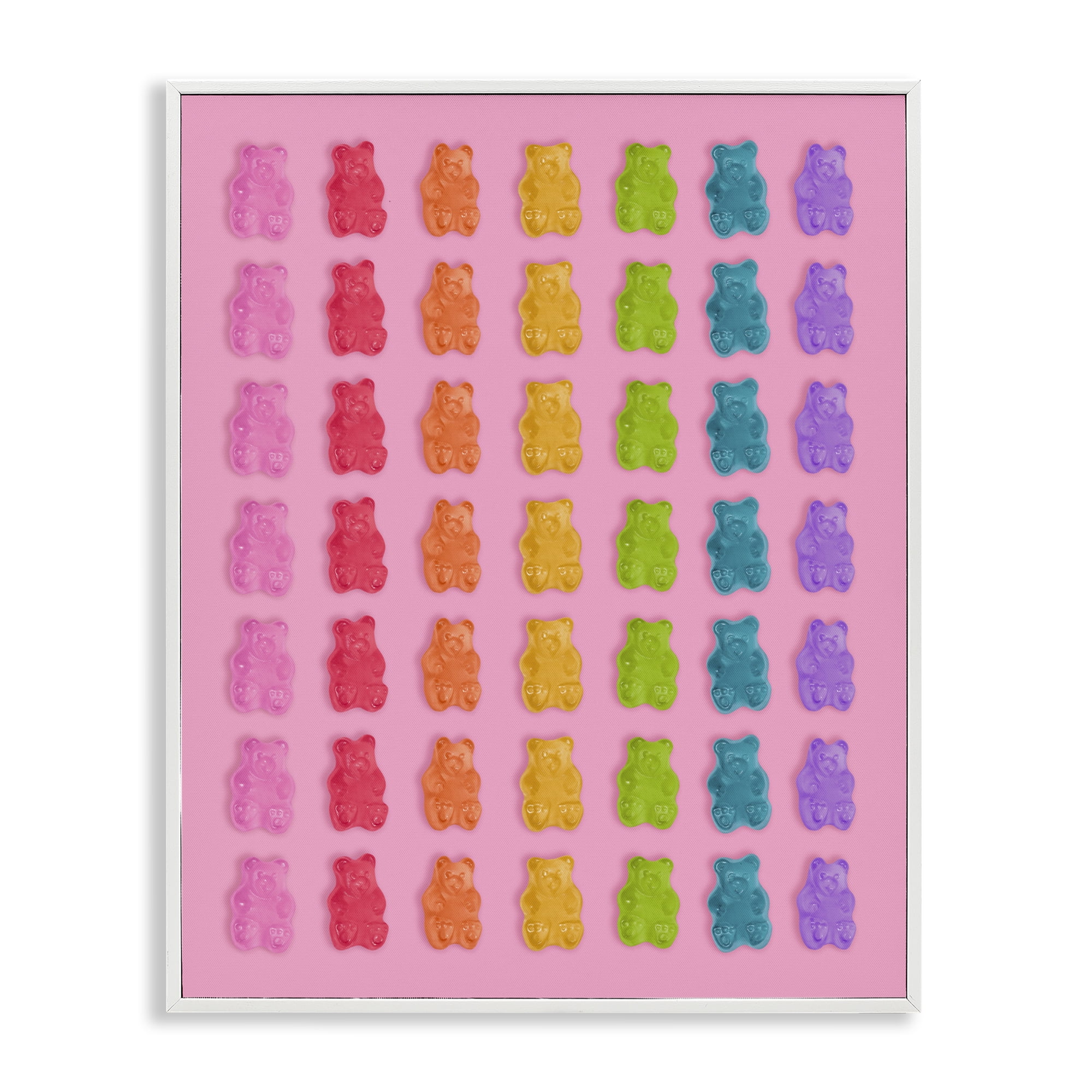 Stupell Industries Rainbow Bears in Stripes White Framed Giclee Art, design by LISH Creative